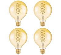 OSRAM Vintage 1906® Classic GLOBE125 FIL 60 LED lamp, E27, dimmable, Spherical, Gold, 8.4W, 806lm, 2400K, Reduced Warm White Light, Low Consumption, Long Life,4-Pack