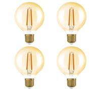 OSRAM Vintage 1906® Classic GLOBE80 FIL 60 LED lamp, E27, dimmable, Spherical, Gold, 7.2W, 806lm, 2400K, Reduced Warm White Light, Low Energy Consumption, Long Life,4-Pack
