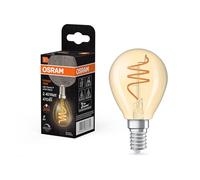 OSRAM Vintage 1906 Classic Mini Ball Spiral Filament Dimmable LED Light Bulb 4.9W 470lm E14 Cap Gold Glass 45mm Diameter 2200K
