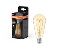 Osram Vintage 1906 Edison is a Dimmable Warm White Edison Light Bulb with Filament, Provides 4.9W for 470 Lumens, E27 Gold Glass, Diameter 64mm, 2200K, EEK F.