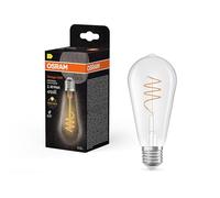 Osram Vintage 1906 Edison is a Warm White with a Spiral Filament in the Shape of an Edison Bulb, it Offers 3.4W for 470lm, E27, Clear Glass, Diameter 64mm, 2700K.