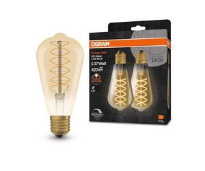 OSRAM Vintage 1906 Edison LED lamp, 4.8W, 420lm, Warm White Light Color, dimmable, CRI 80, E27 Base, Instant 100% Light, no Warm-up time, Ideal for Decorative installations, Energy Saving