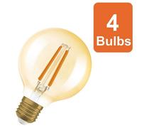 OSRAM Vintage 1906® Classic GLOBE80 FIL 60 LED lamp, E27, dimmable, Spherical, Gold, 7.2W, 806lm, 2400K, Reduced Warm White Light, Low Energy Consumption, Long Life,4-Pack