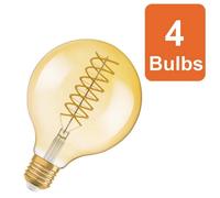 OSRAM Vintage 1906® Classic GLOBE125 FIL 60 LED lamp, E27, dimmable, Spherical, Gold, 8.4W, 806lm, 2400K, Reduced Warm White Light, Low Consumption, Long Life,4-Pack