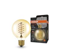 OSRAM Vintage 1906 Led Lamp with Gold Tint, 4.8W, 420Lm, Ball Shape with 80Mm Diameter and E27 Socket, Warm White Light Color, Spiral Filament, Dimmable, Up to 15,000 Hours of Lifespan