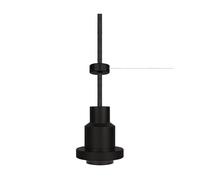 OSRAM PenduLum Vintage 1906 Pendant Light with E27 Socket, 2 m Textile Cable, Aluminium Housing, Industrial Design, Black, Without Bulb.