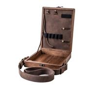 OSRDFV Medieval Retro Wooden Writers Messenger Wood Box, Magic Storage Box, Multi-Function Artist Tool and Brush Storage Box, Portable Crossbody Messenger Bags (Wooden Messenger Box, 25 x 19 x 5cm)