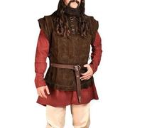 OSRDFV Renaissance Medieval Sleeveless Vest Vintage Men's Lace-Up Pirate Vest Hunter Style Waistcoat knight Tunic Halloween Cosplay Costume (Brwon, S)
