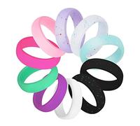 OSRGZRNGR 10 Pieces Flexible Rubber Silicone Wedding Finger Ring Band multi-colored Ring Size 6