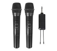 OSRGZRNGR 2 Pieces Cordless Handheld Microphone System for Home Karaoke, Meeting, Party, Speech, Black, 24x5cm