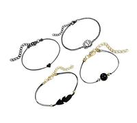 OSRGZRNGR 4 Pieces Bracelet Black Heart Leaves Adjustable Bracelets Classic Personality Clothing Accessory for Women Casual Office