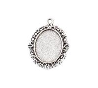 OSRGZRNGR 50 Pieces Pendant Base Antique Cameo Bases Unfinished Self-Assembly DIY Jewelry Setting Handmade Accessories Antique Silvery