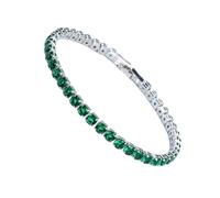 OSRGZRNGR Excellent Cubic Zirconia Tennis Bracelet For Women Men Copper Iced-Out Chain Crystal Wedding Bracelet Exquisite Handwork platinum green 19cm