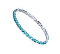 OSRGZRNGR Excellent Cubic Zirconia Tennis Bracelet For Women Men Copper Iced-Out Chain Crystal Wedding Bracelet Exquisite Handwork platinum blue 17cm