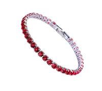 OSRGZRNGR Excellent Cubic Zirconia Tennis Bracelet For Women Men Copper Iced-Out Chain Crystal Wedding Bracelet Exquisite Handwork platinum red 17cm