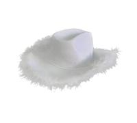 OSRGZRNGR Light up Feather Cowboy Cowgirl Hat Solid Color for Party Carnival Cosplay White