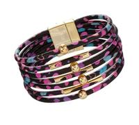 OSRGZRNGR Magnet Bracelet Multi-layers Leather Fashion Accessory Valentines Day Gifts Party Decoration Bracelets Wristband Jewelry Black