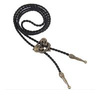 OSRGZRNGR Punk Skeleton Skull Bolo Tie Leather Necktie Necklace Western Antique Copper