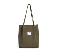 OSRGZRNGR Women Corduroy Totes Lightweight Reusable Large Capacity Shopping Bags Magnetic Buckle Storage Handbags Reinforced Strap Green