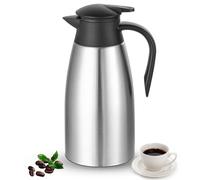 Osrioal 2L Thermal Coffee Pot, Stainless Steel Insulated Coffee Carafe with Press Button Top, Double-Walled Vacuum Jug, for Hot and Cold Drinks, Tea, Water, Beverage, Silver