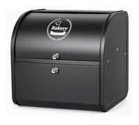 Osrioal Bread Bin, Double Bread Bins for Kitchen, Large Bread Bin with Roll Top Lid | Corner | 2 Tier | Black | 35 x 25 x 33cm
