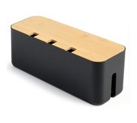 Osrioal Cable Tidy Box, Large Cable Management Box, Cable Organiser Box with Bamboo Lid, for Hiding Messy Cables Wire Management 14.2"x 5.1"x 5.1"（Black）