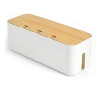 Osrioal Cable Tidy Box, Large Cable Management Organiser Box | Bamboo Lid, for Hiding Messy Cables Wire Management for Office and Home Daily Use 14.2"x 5.1"x 5.1"（White）