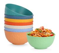 Osrioal Set of 8 Unbreakable Plastic Bowls, 655ml Lightweight Cereal Bowls, Reusable Camping Bowl for Breakfast, Noodle, Salad, Fruit, Soup, Snack, Dishwasher & Microwave Safe