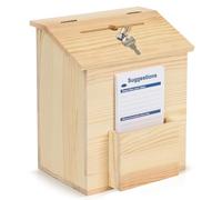 Osrioal Wooden Suggestion Box, Lockable Suggestion Box with Blackboard and 3 Pens, Countertop Donation Boxes for Charity, Ballot Boxes for feedback collection 7.7" x 5.5" x 11.6"