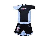 OSS Sports Men's BJJ, No GI, MMA, Compression Top Plus Shorts with Pockets Double-Layer Quick Dry - BJJ Grading Set - 2 PCS - BJJ Jiu Jitsu - No GI Grappling Kit - (White Belt, Medium)