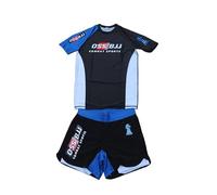 OSS Sports Men's BJJ, No GI, MMA, Compression Top Plus Shorts with Pockets Double-Layer Quick Dry - BJJ Grading Set - 2 PCS - BJJ Jiu Jitsu - No GI Grappling Kit - (Blue Belt, Medium)
