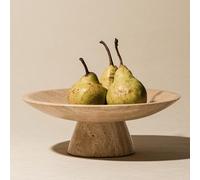 Ossedra Large pedestal fruit bowl, Travertine Stone Decorative Bowl, Footed Bowl, Natural Marble, Centerpiece, Home Decor