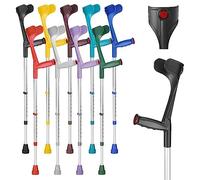 Ossenberg Classic Open Cuff Ergonomic Grip Elbow Crutch - Black - Single | Lightweight Height Adjustable Economy Comfort Coloured Forearm Crutch for Adults Men & Women Mobility and Walking Aid