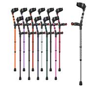 Ossenberg Comfort Grip Closed Cuff Double Adjustable Crutch - Matallic Grey - Left Handed | Height Adjustable Elbow Crutch for Men Women Adults Arthritis Comfort Anatomic Handle Forearm Ergonomic