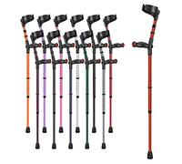 Ossenberg Comfort Grip Closed Cuff Double Adjustable Crutch - Red - Left Handed | Height Adjustable Elbow Crutch for Men Women Adults Arthritis Comfort Anatomic Handle Forearm Ergonomic