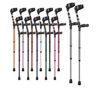 Ossenberg Comfort Grip Closed Cuff Double Adjustable Crutches - Matallic Grey - Pair | Height Adjustable Elbow Crutches for Men Women Adults Arthritis Comfort Anatomic Handle Forearm Ergonomic