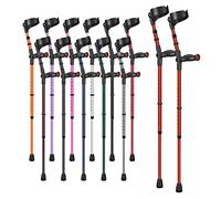 Ossenberg Comfort Grip Closed Cuff Double Adjustable Crutches - Red - Pair | Height Adjustable Elbow Crutches for Men Women Adults Arthritis Comfort Anatomic Handle Forearm Ergonomic