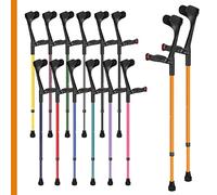 Ossenberg Comfort Grip Open Cuff Crutches - Orange - Pair | Height Adjustable Elbow Walking Crutches for Men Women Adults Arthritis Soft Comfy Handle Forearm Ergonomic Injury Recovery