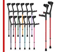 Ossenberg Comfort Grip Open Cuff Crutches - Red - Pair | Height Adjustable Elbow Walking Crutches for Men Women Adults Arthritis Soft Comfy Handle Forearm Ergonomic Injury Recovery