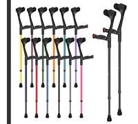 Ossenberg Comfort Grip Open Cuff Crutches - Textured Black - Pair | Height Adjustable Elbow Walking Crutches for Men Women Adults Arthritis Soft Comfy Handle Forearm Ergonomic Injury Recovery