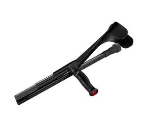 Ossenberg Foldable Carbon Travel Support with Anatomical Soft Grip Right Height Adjustable Travel Crutch Forearm Walking Aid Maximum Load 140 kg Light and Stable Black