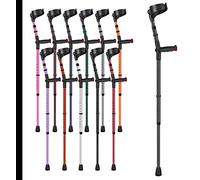 Ossenberg Soft Grip Closed Cuff Double Adjustable Crutch - Black - Single | Height Adjustable Elbow Crutch for Men Women Adults Arthritis Soft Comfy Handle Forearm Ergonomic