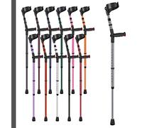 Ossenberg Soft Grip Closed Cuff Double Adjustable Crutch - Metallic Grey - Single | Height Adjustable Elbow Crutch for Men Women Adults Arthritis Soft Comfy Handle Forearm Ergonomic