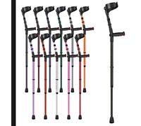 Ossenberg Soft Grip Closed Cuff Double Adjustable Crutch - Textured Black - Single | Height Adjustable Elbow Crutch for Men Women Adults Arthritis Soft Comfy Handle Forearm Ergonomic