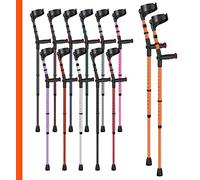 Ossenberg Soft Grip Closed Cuff Double Adjustable Crutches - Orange - Pair | Height Adjustable Elbow Crutches for Men Women Adults Arthritis Soft Comfy Handle Forearm Ergonomic
