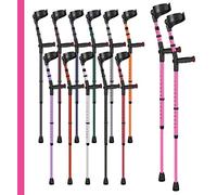 Ossenberg Soft Grip Closed Cuff Double Adjustable Crutches - Pink - Pair | Height Adjustable Elbow Crutches for Men Women Adults Arthritis Soft Comfy Handle Forearm Ergonomic