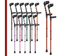 Ossenberg Soft Grip Closed Cuff Double Adjustable Crutches - Red - Pair | Height Adjustable Elbow Crutches for Men Women Adults Arthritis Soft Comfy Handle Forearm Ergonomic