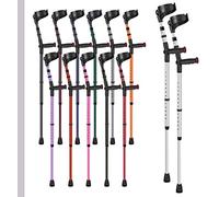 Ossenberg Soft Grip Closed Cuff Double Adjustable Crutches - Silver - Pair | Height Adjustable Elbow Crutches for Men Women Adults Arthritis Soft Comfy Handle Forearm Ergonomic