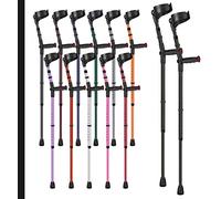 Ossenberg Soft Grip Closed Cuff Double Adjustable Crutches - Textured Black - Pair | Height Adjustable Elbow Crutches for Men Women Adults Arthritis Soft Comfy Handle Forearm Ergonomic