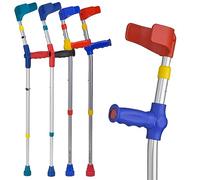 Ossenberg Soft Grip Double Adjustable Kids Crutch - Single - Blue Handle | Crutches for Children Kids Forearm Lightweight Adjustable Elbow Open Cuff Small Walking Mobility Aid